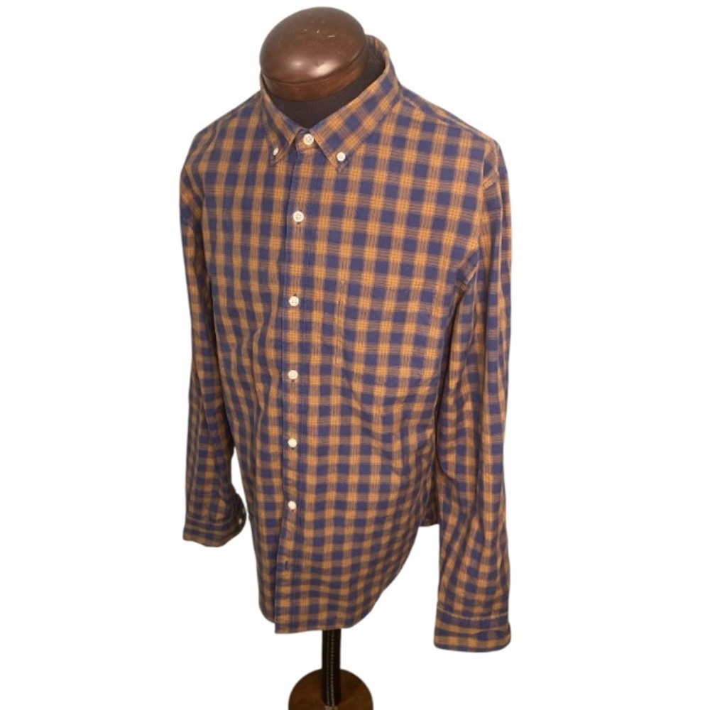 Bonobos Classic Slim Fit Button Down Shirt Size L - Blue Brown Plaid Pattern
